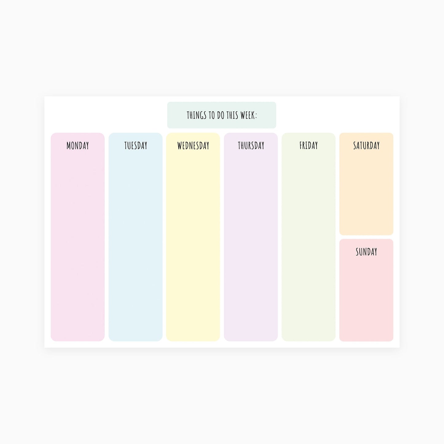 Things To Do This Week Planner (Pastel)