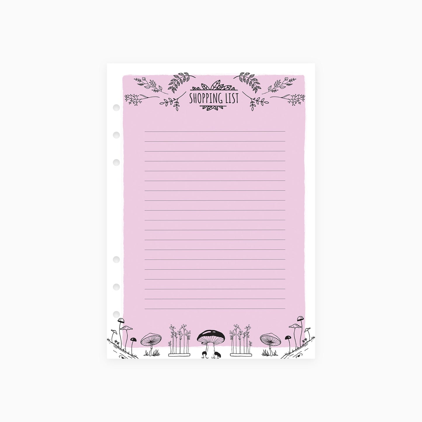 Mushroom Shopping List A5 Inserts