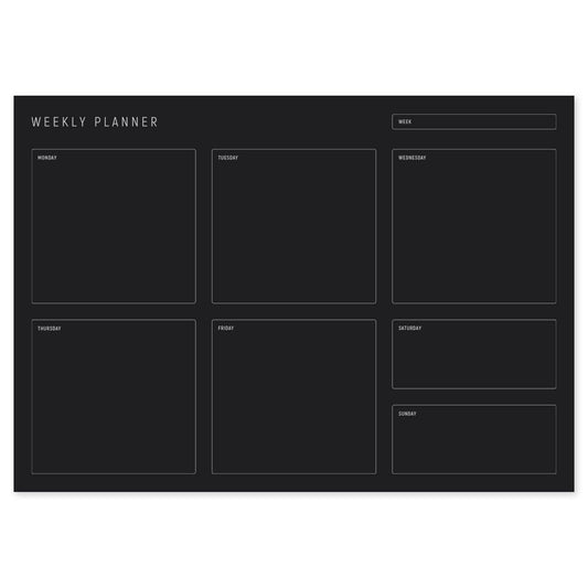 A4 Weekly Planning Pad - Silver/Black, Landscape - Dotgrid