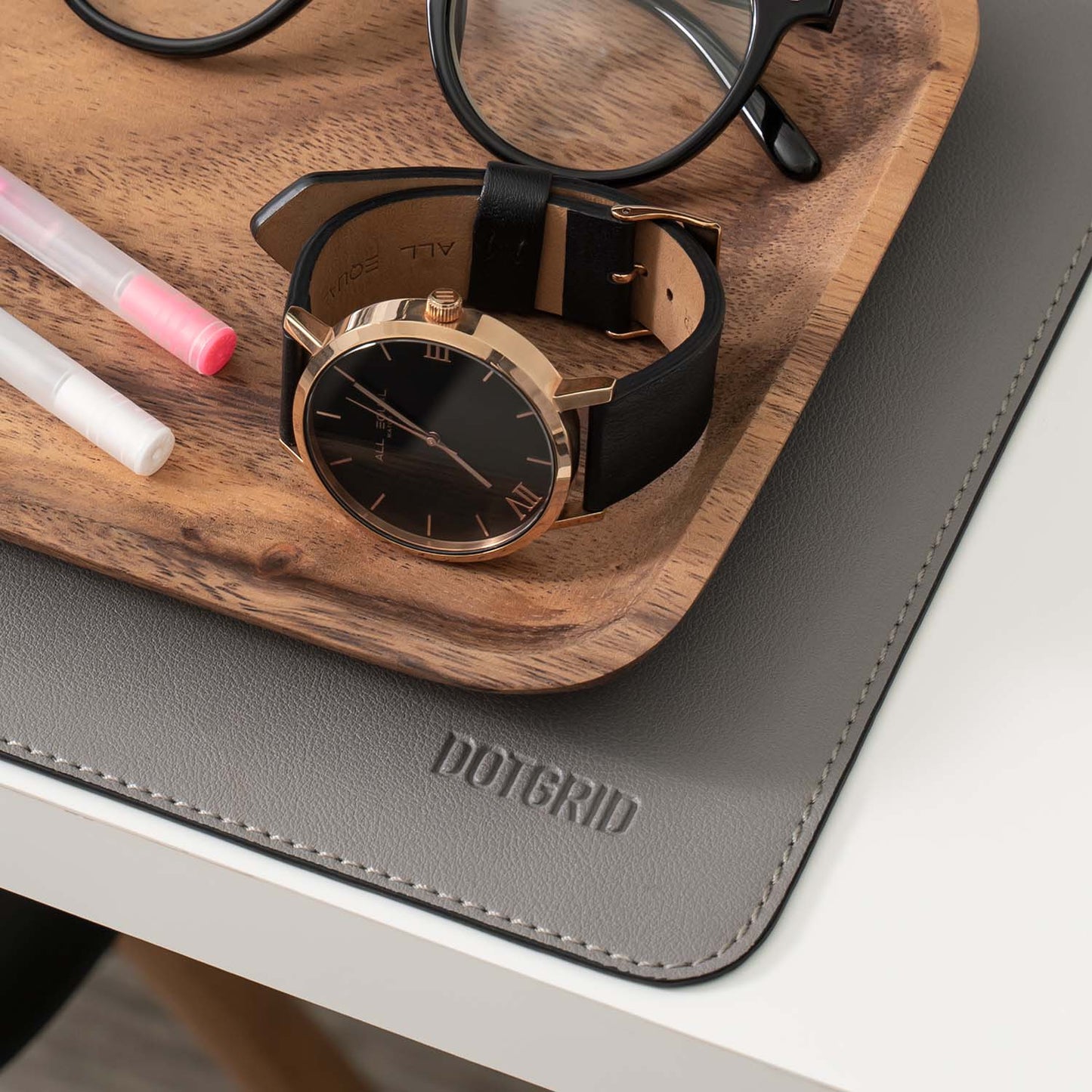 Rectangular Acacia Wood Catchall Desk Tray
