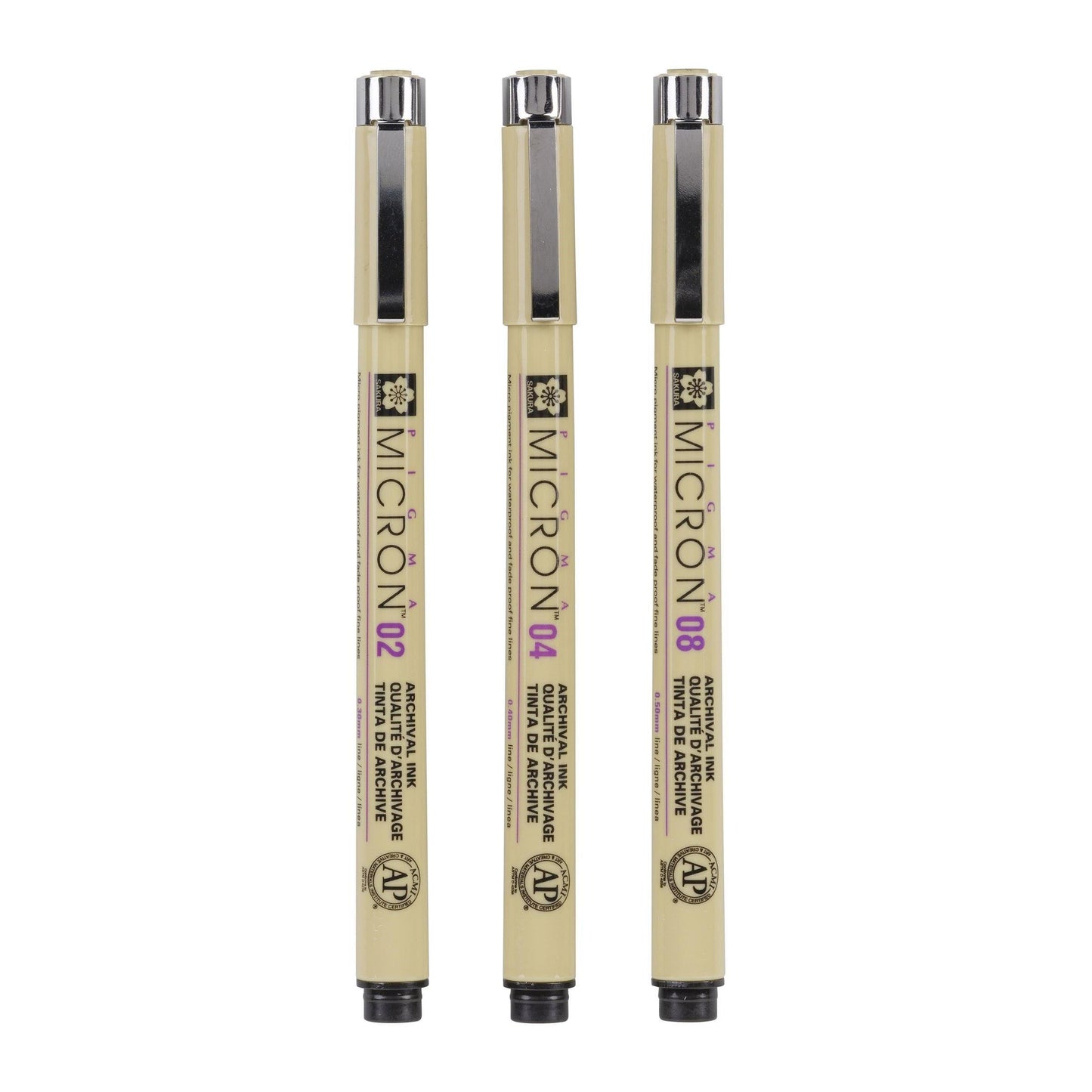 Sakura Pigma Micron Fineliner Pens - Black Set, 3 Pack - Dotgrid