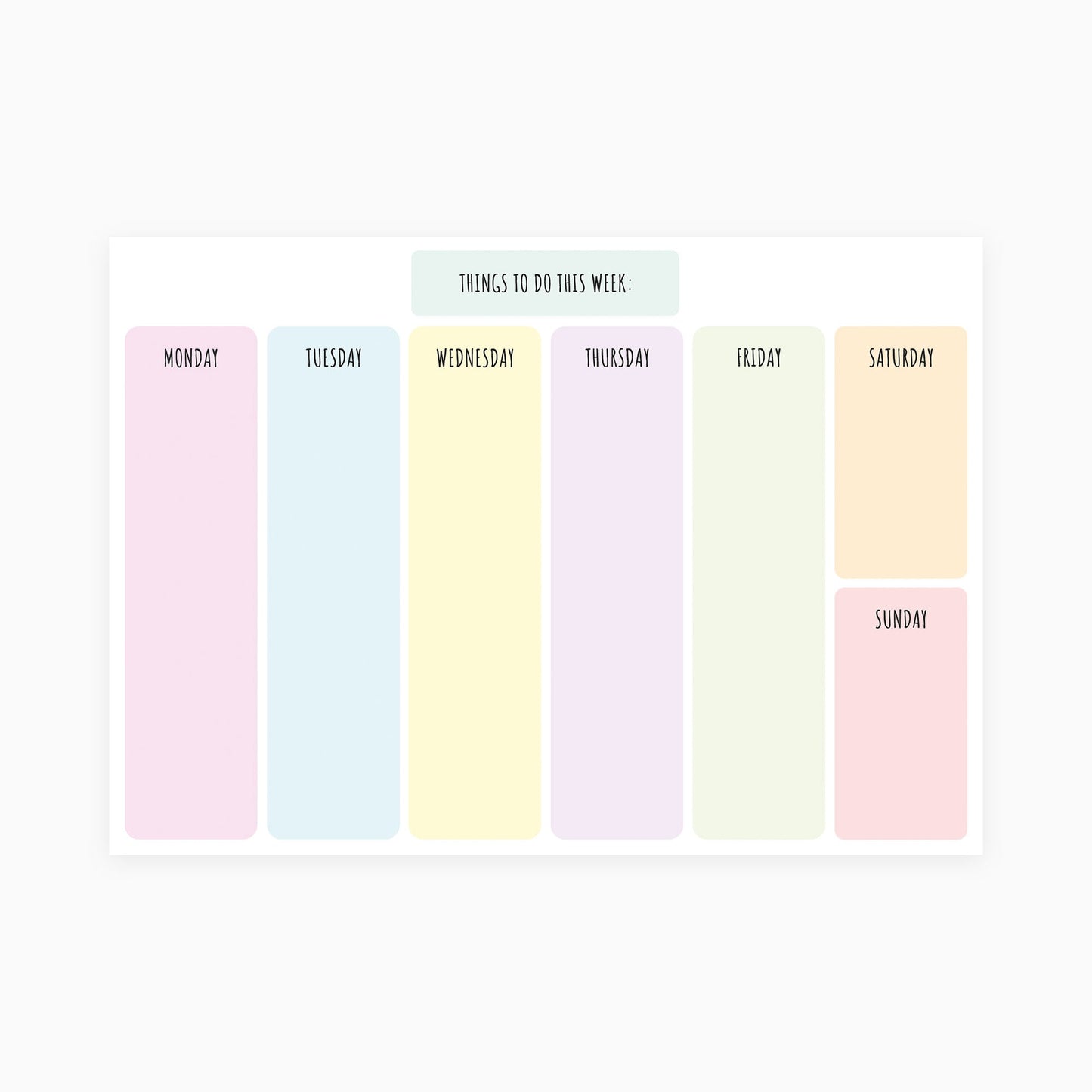 Things To Do This Week Planner (Pastel)