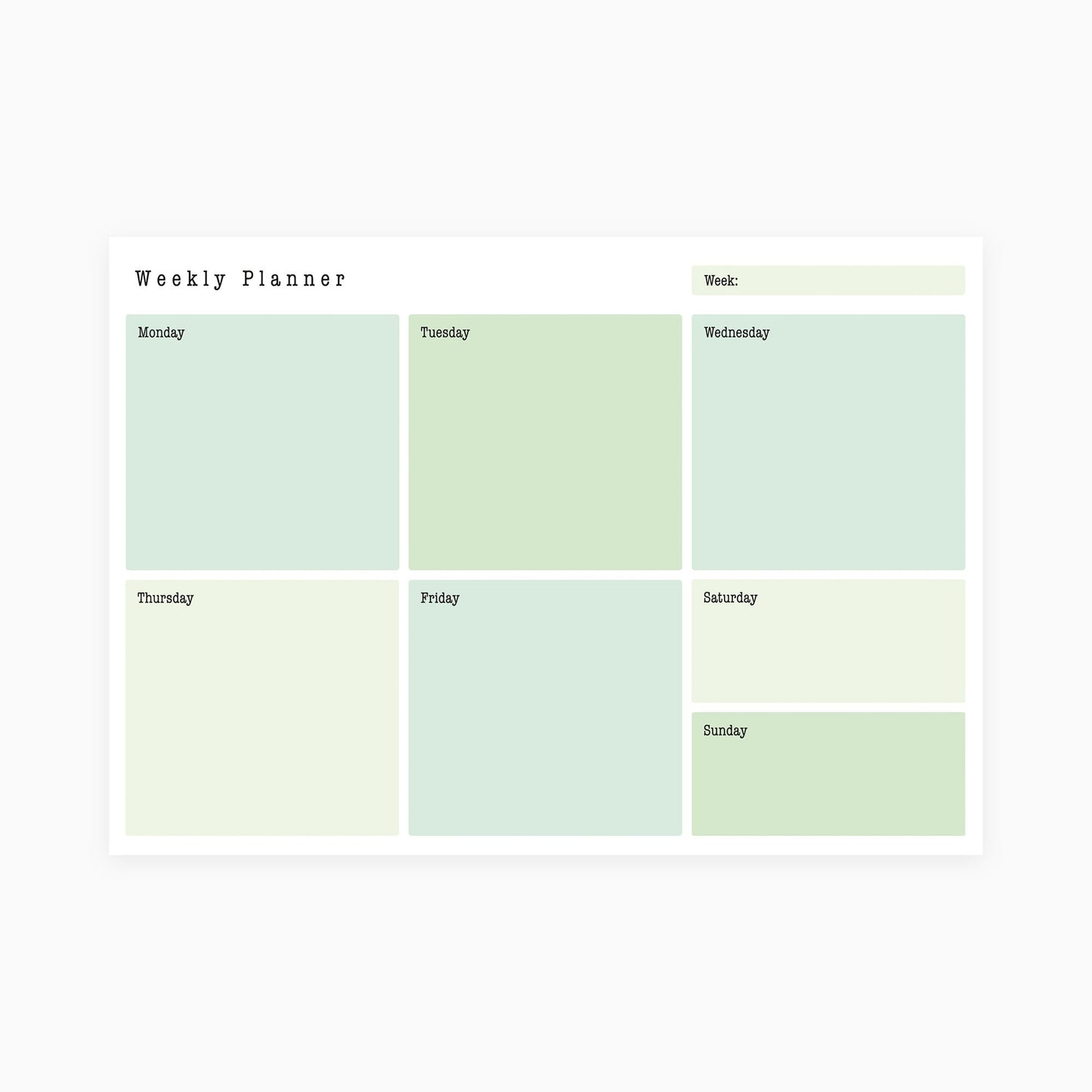 Grid Weekly Planner (Forest Green)