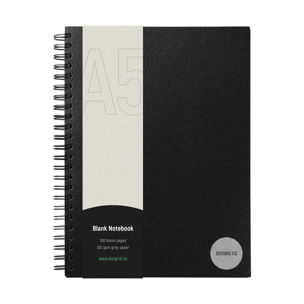 A5 Blank Notebook - Grey Pages - Dotgrid