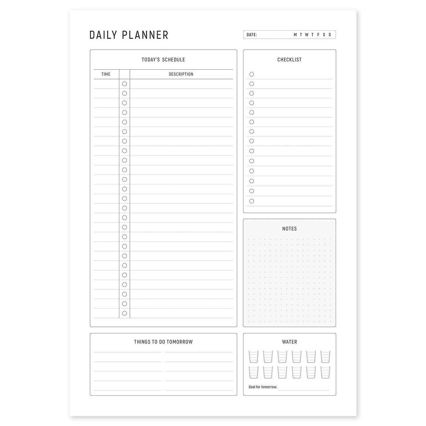 A4 Daily Planning Pad - White, Portrait - Dotgrid
