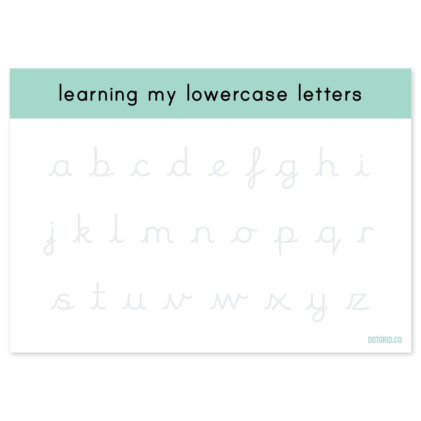 Lowercase Pre-Cursive Letters Tracing Pad - Dotgrid