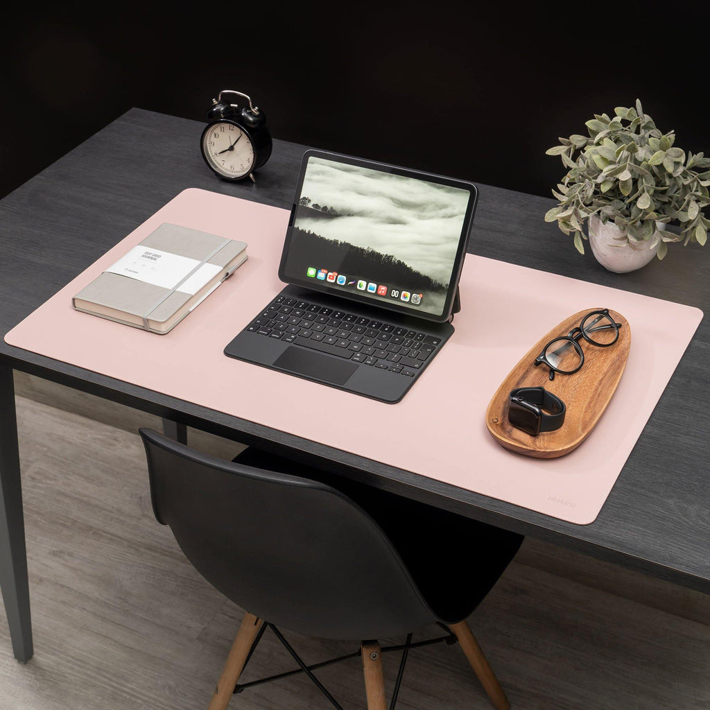 Vegan Leather Desk Mat - Blush Pink - Dotgrid