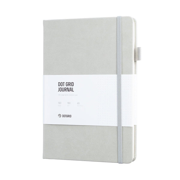 A5 Dot Grid Journal - Grey Cover, Ivory White Pages - Dotgrid