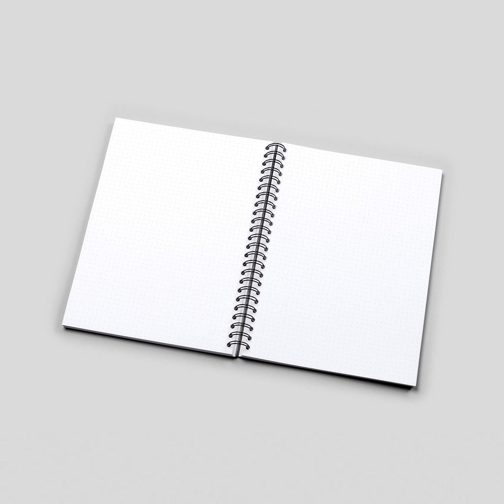 A5 Dark Tropical Flowers Dot Grid Notebook - White Pages - Dotgrid