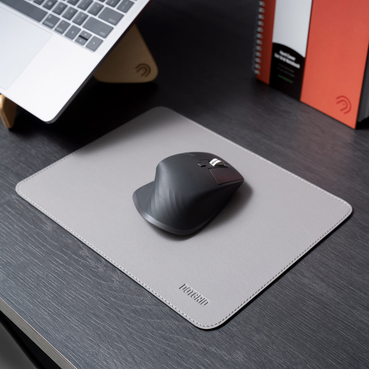Pear Mouse Mat Pearl Grey Mouse Mat | Vegan-friendly Leather | Dotgrid