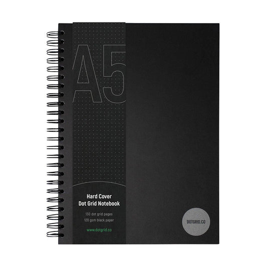 Hard Cover A5 Dot Grid Notebook - Black Pages - Dotgrid