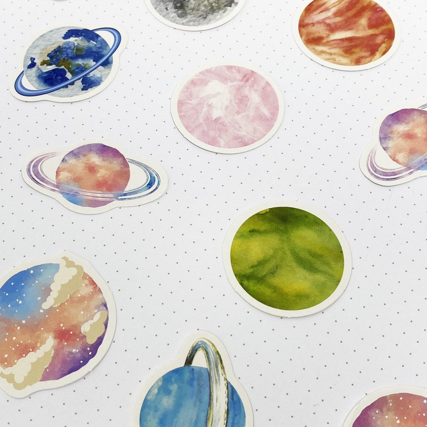 Solar System Watercolour Stickers - 45 Stickers - Dotgrid
